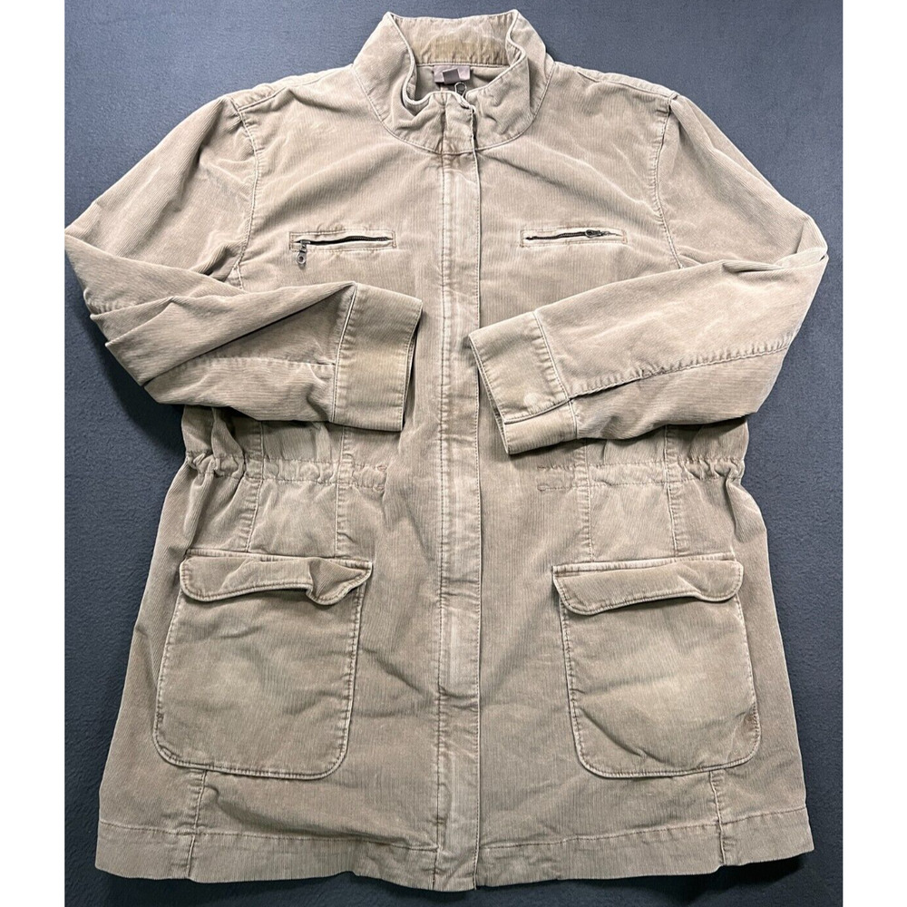 J. Jill Tan Utility Jacket with Relaxed Fit and Seam Detailing